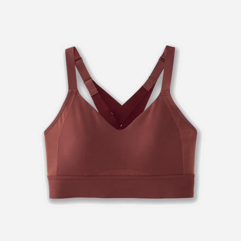 Brooks Women's Drive Interlace Running Bra Singapore - Burgundy/Terracotta (26349-CPKL)